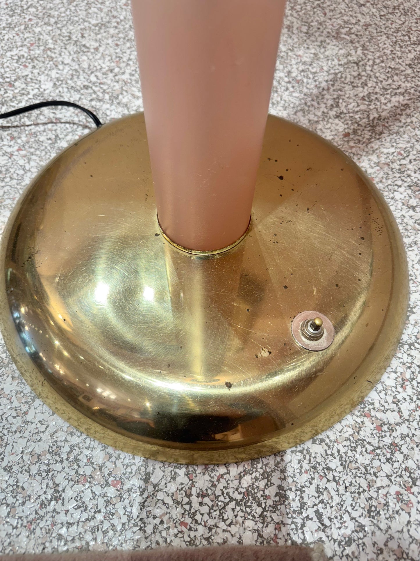 Vintage Pink Lucite Floor Lamp with Large Calla Lily Flower Shade