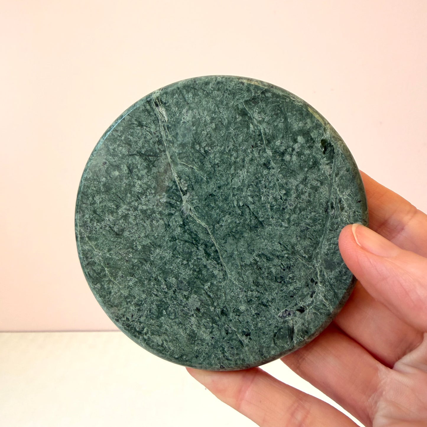 Vintage Green Marble Coaster Set and Caddy