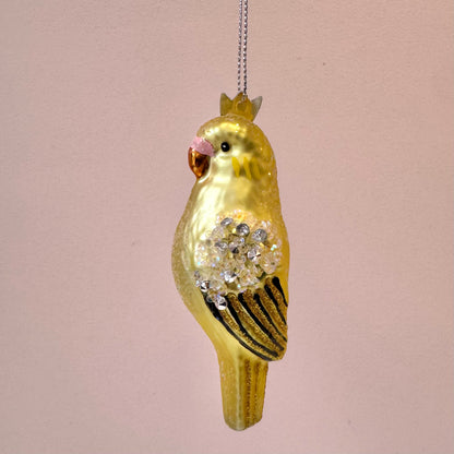 Parakeet Glass Ornament