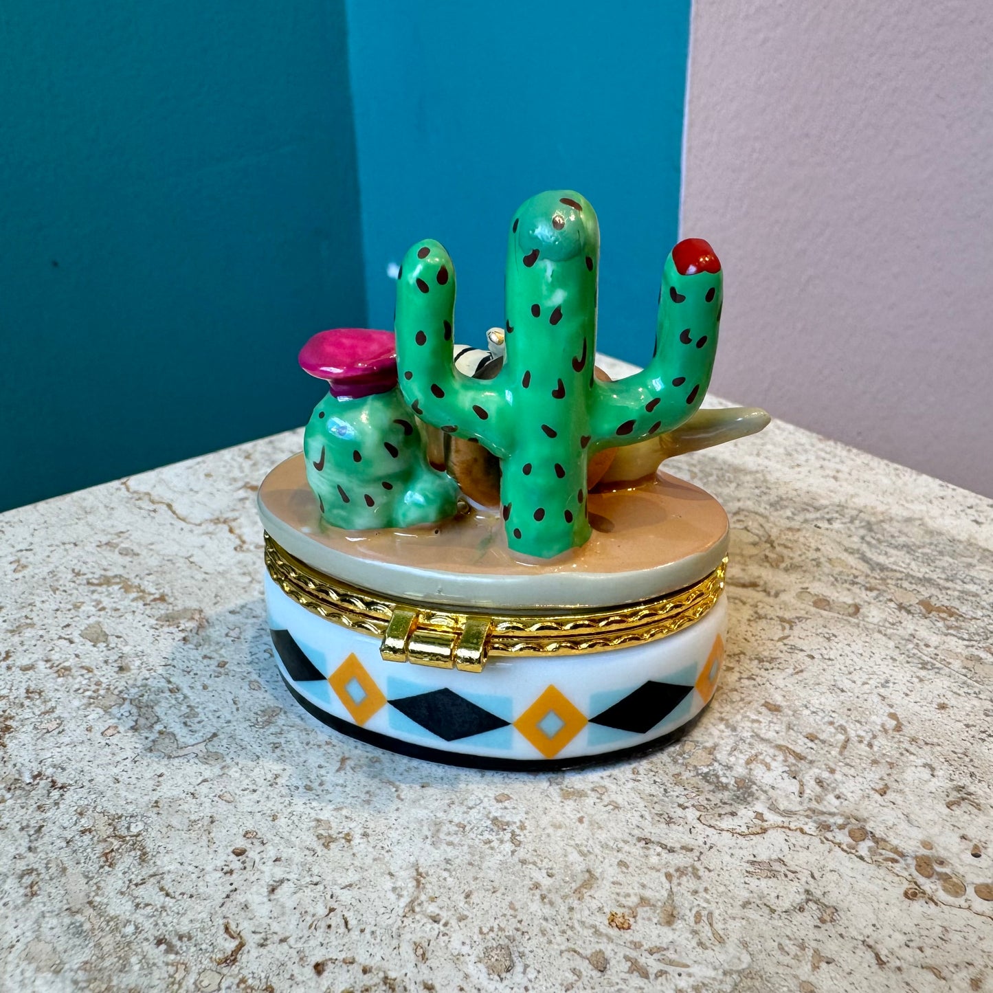 Cactus & Skull Hand Painted Trinket Box