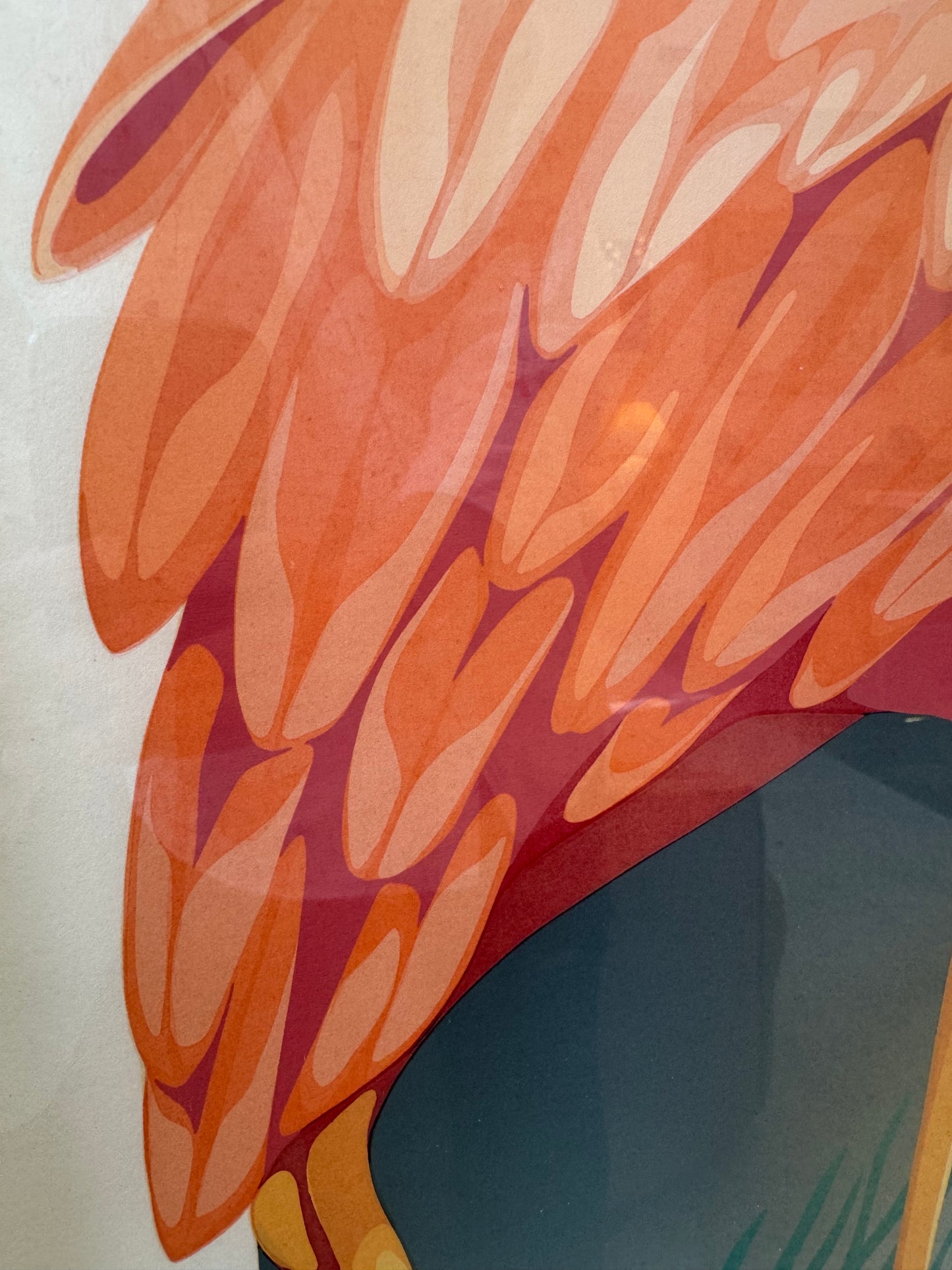 Vintage "At Water's Edge" Flamingo Signed and Numbered Lithograph by Marcel