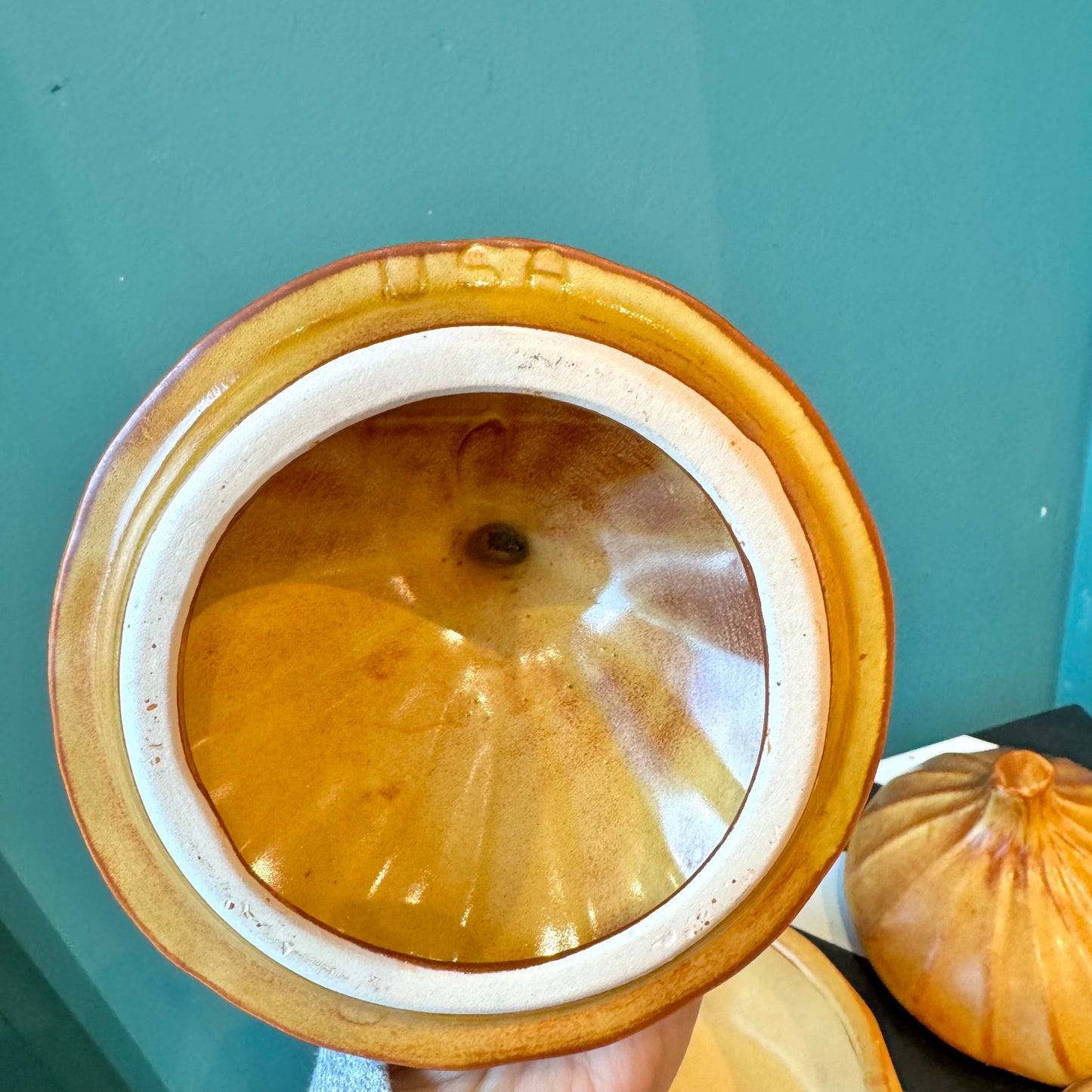 Pair of Vintage Ceramic Onions Bowls with Lids