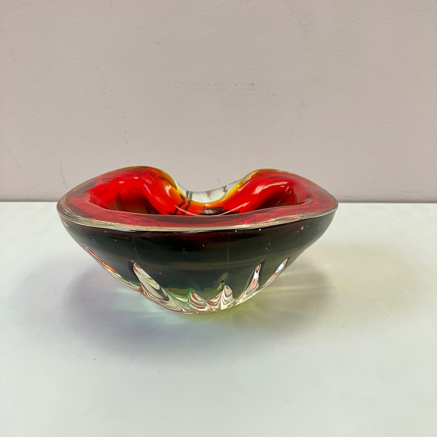 Vintage Murano style Red Glass Bowl/Ashtray