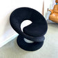 Vintage Spiral Ribbon Chair in Black Suede Attributed to Jaymar