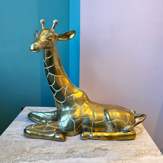 Vintage Large Brass Giraffe Statue