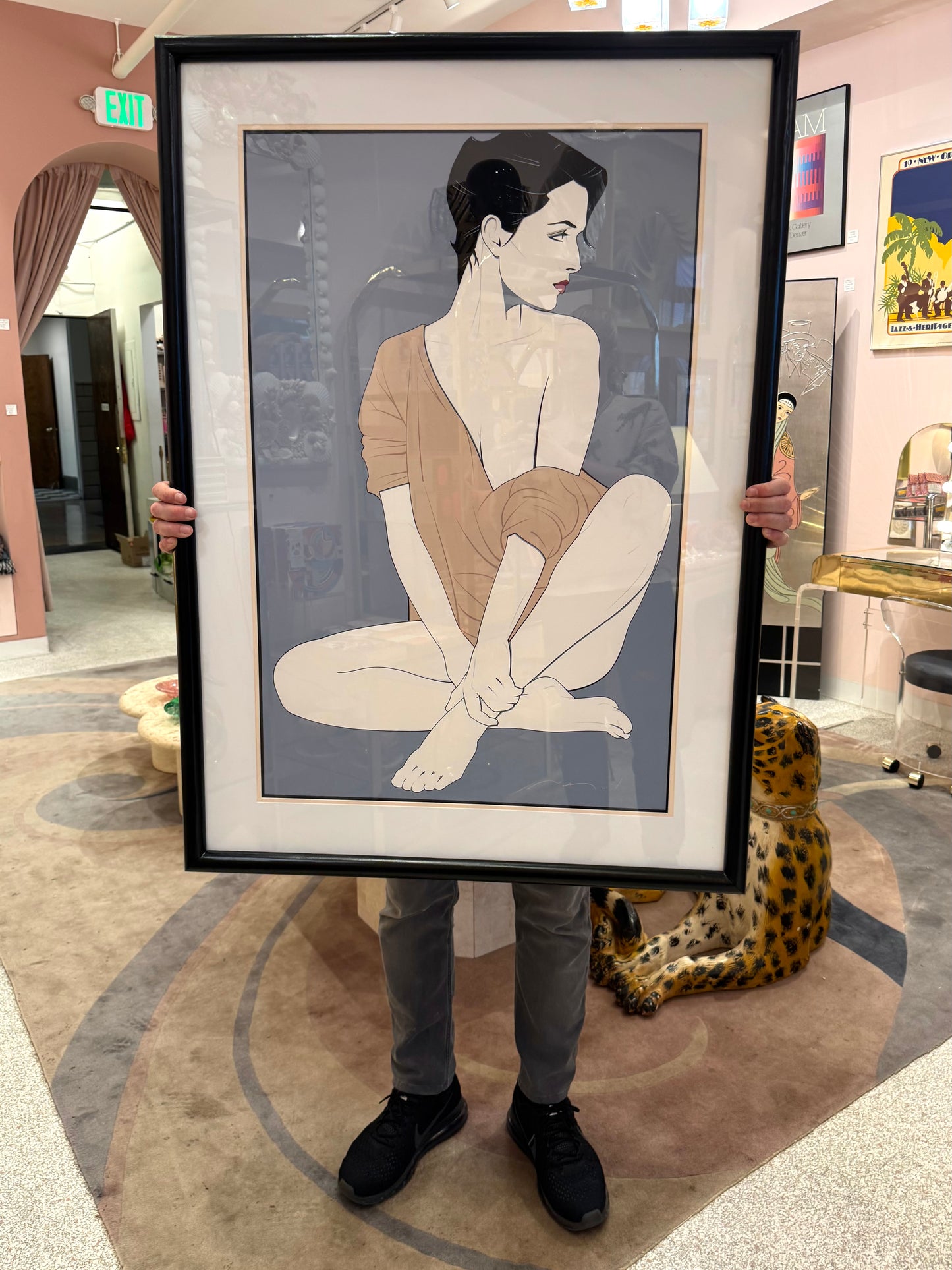 Vintage Framed Patrick Nagel Serigraph Titled "Commemorative #4"