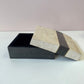 Vintage Maitland Smith Style Black and Cream Tessellated Stone Box