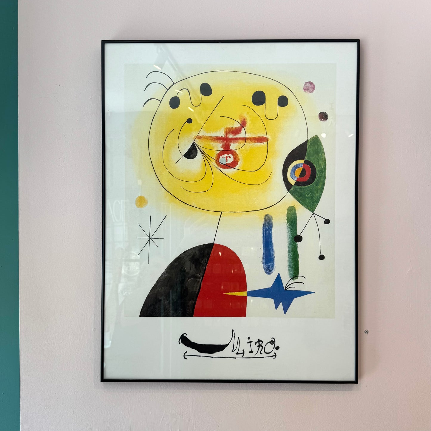 Vintage Framed Poster Titled "Et Fixe Les Cheveaux" by Joan Miró