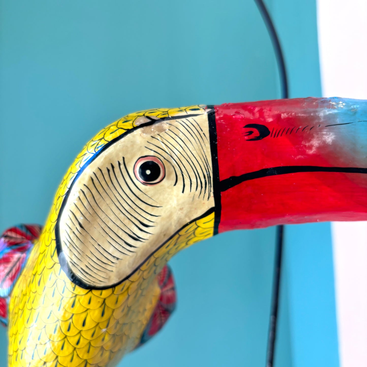 Vintage Papier-Mache Toucan Sculpture on Hanging Stand