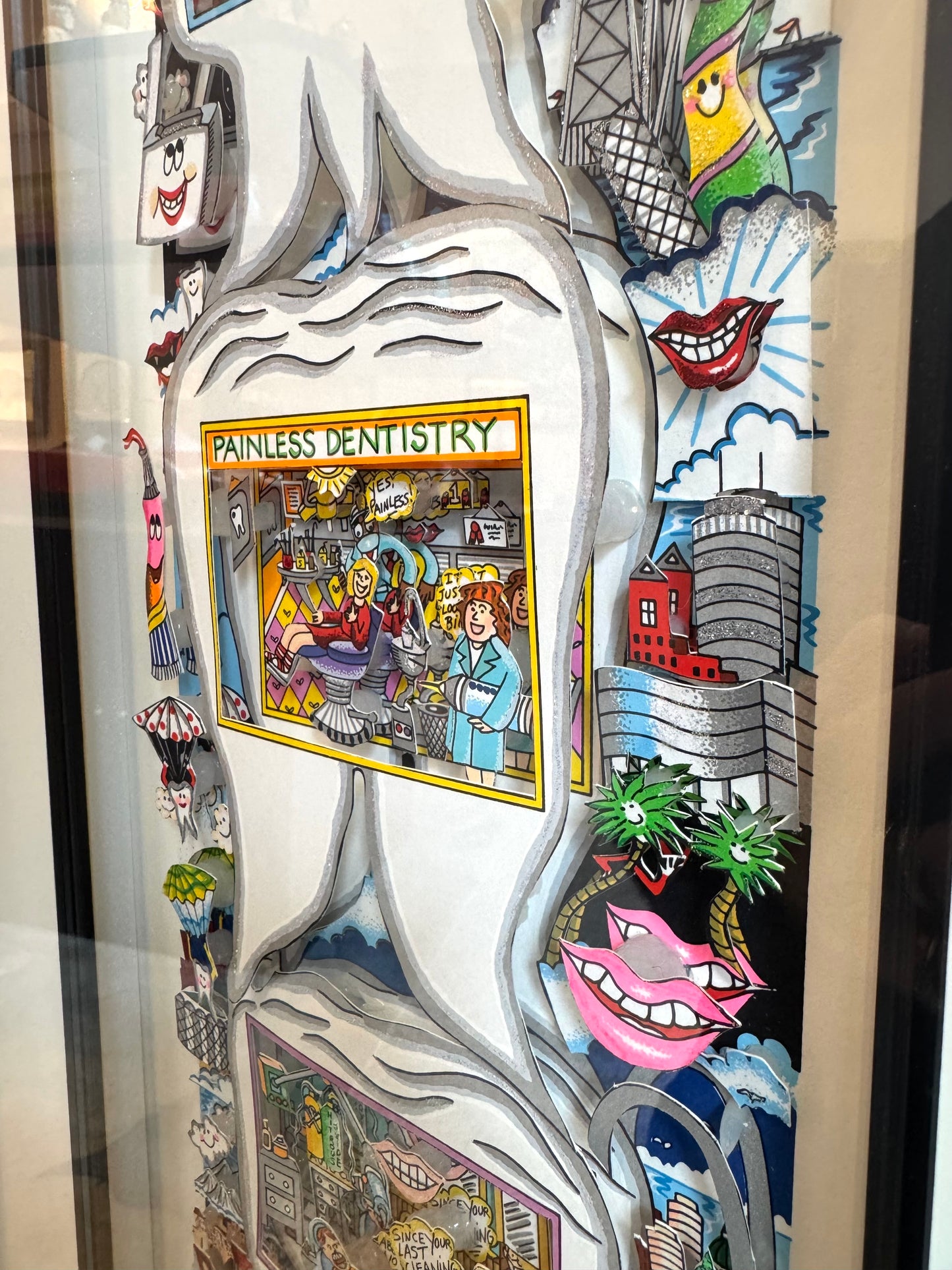 Vintage Charles Fazzino "Tooth Story Building" Framed Signed Numbered 3D Artwork