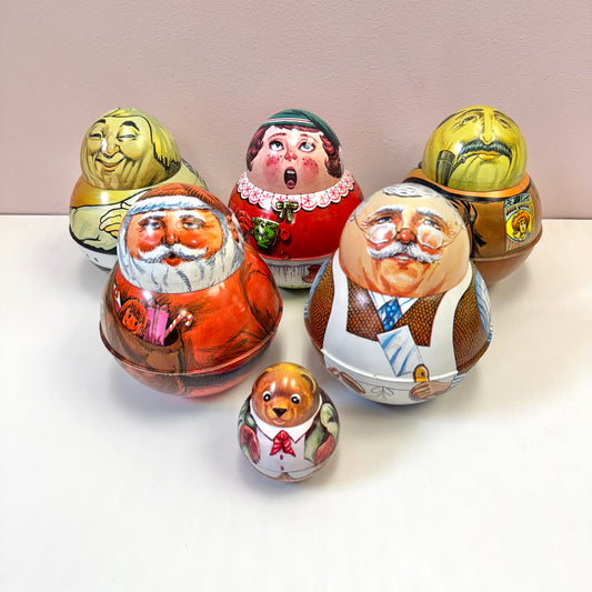 Vintage Roly Poly Collectible Antique Figure Tins by Bristol Ware