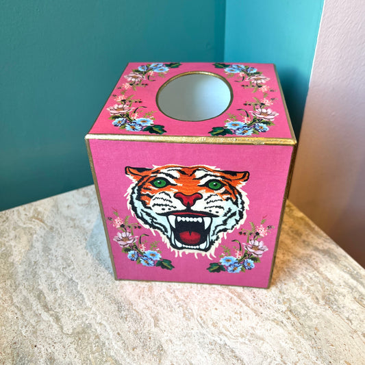 *RESTOCK COMING SOON! Pink Tiger Tissue Box Cover