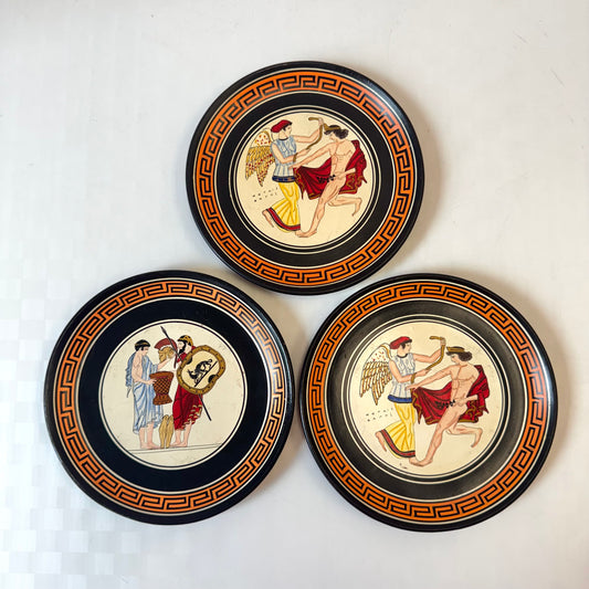 Vintage Set of 3 Mid-Century Greek Wall Hanging Plates by D. Vassilopoulos