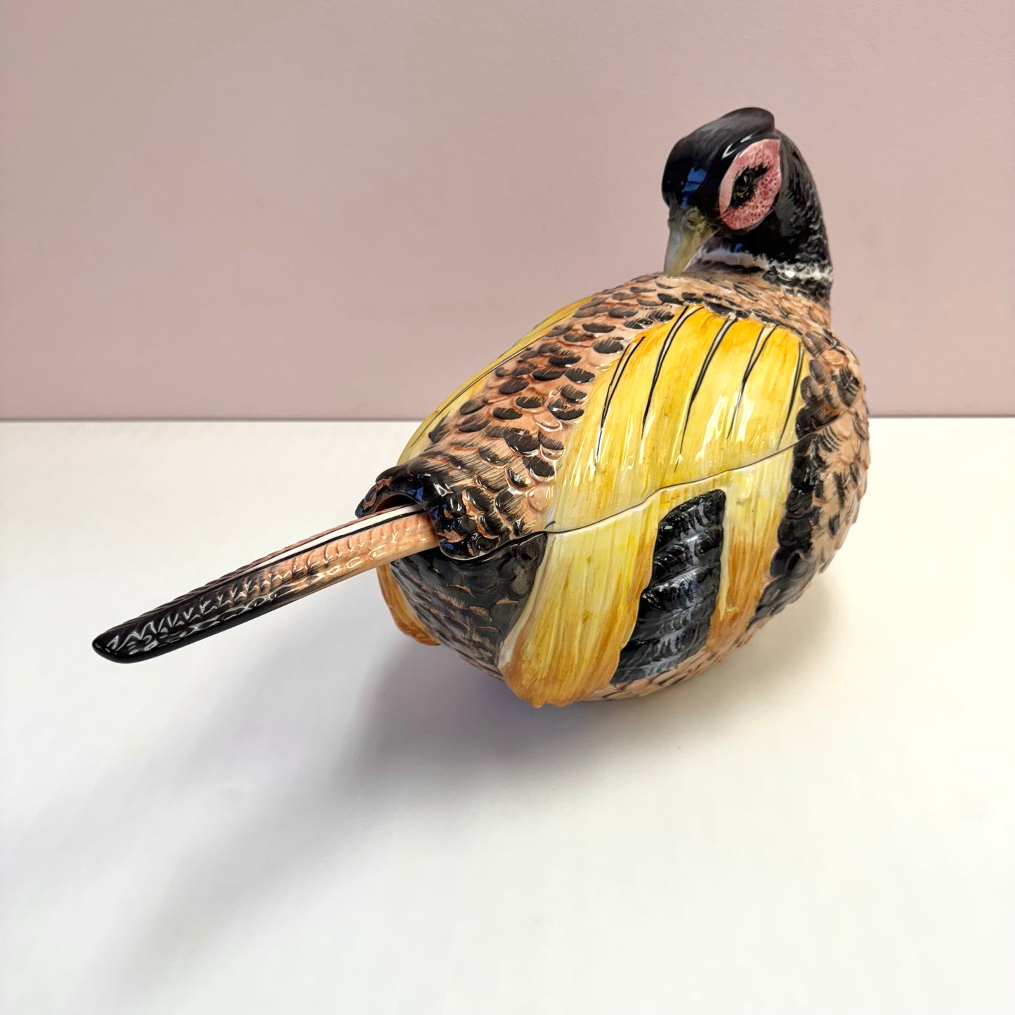 Vintage Italian Ceramic Pheasant Tureen and Ladle