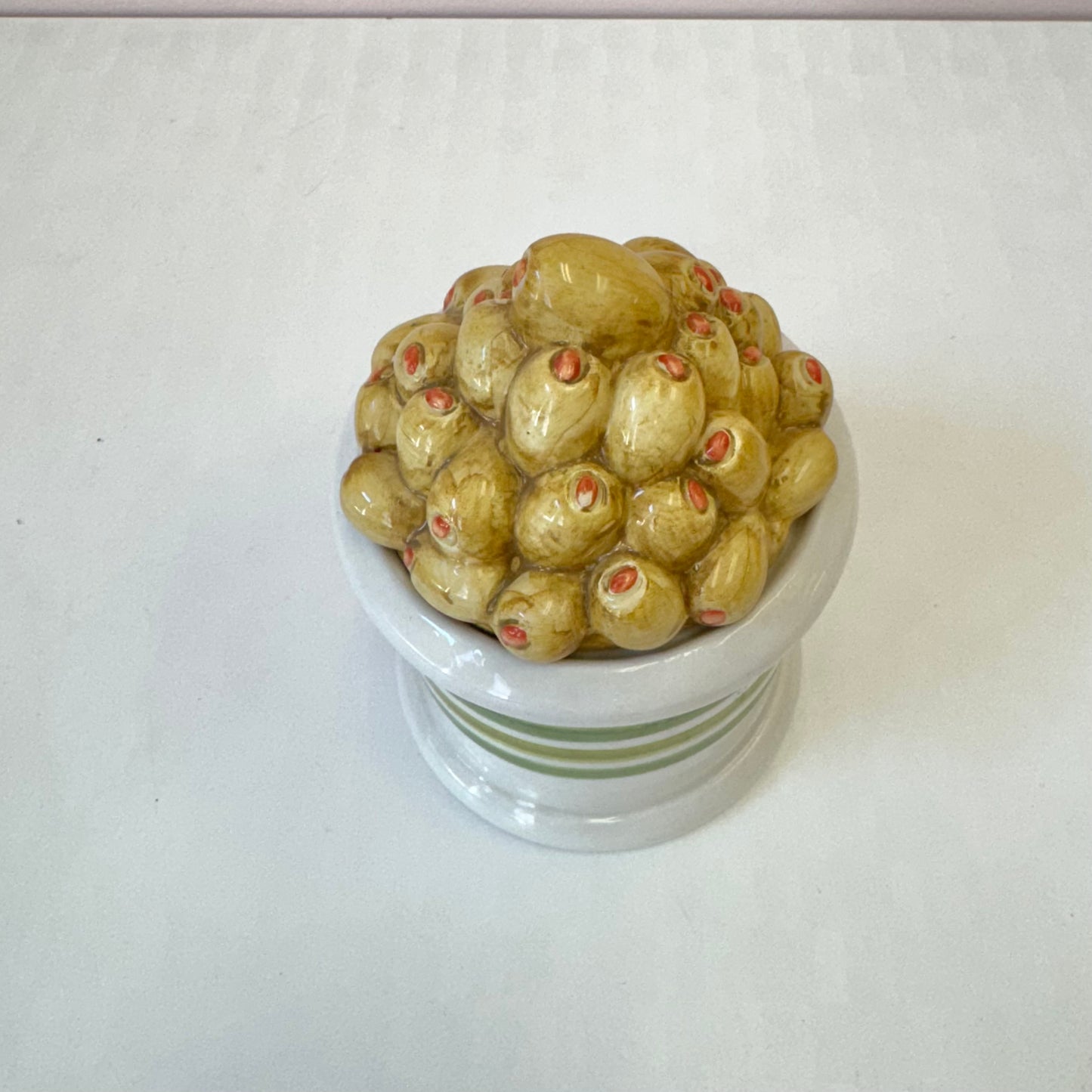 Vintage Italian Ceramic Olive Lidded Canister