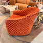 Vintage Dark Orange Checkered Tub Chair by Billy Baldwin for Luten-Clarey-Stern