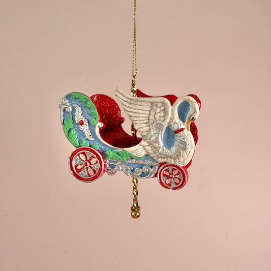 Resin Carousel Swan Carriage Ornament