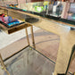 Vintage Brass, Glass and Mirrored 3 Tier Rolling Bar Cart