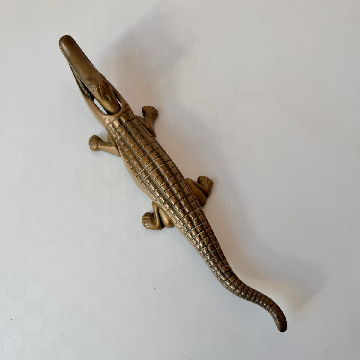 Vintage Large Brass Crocodile Nutcracker