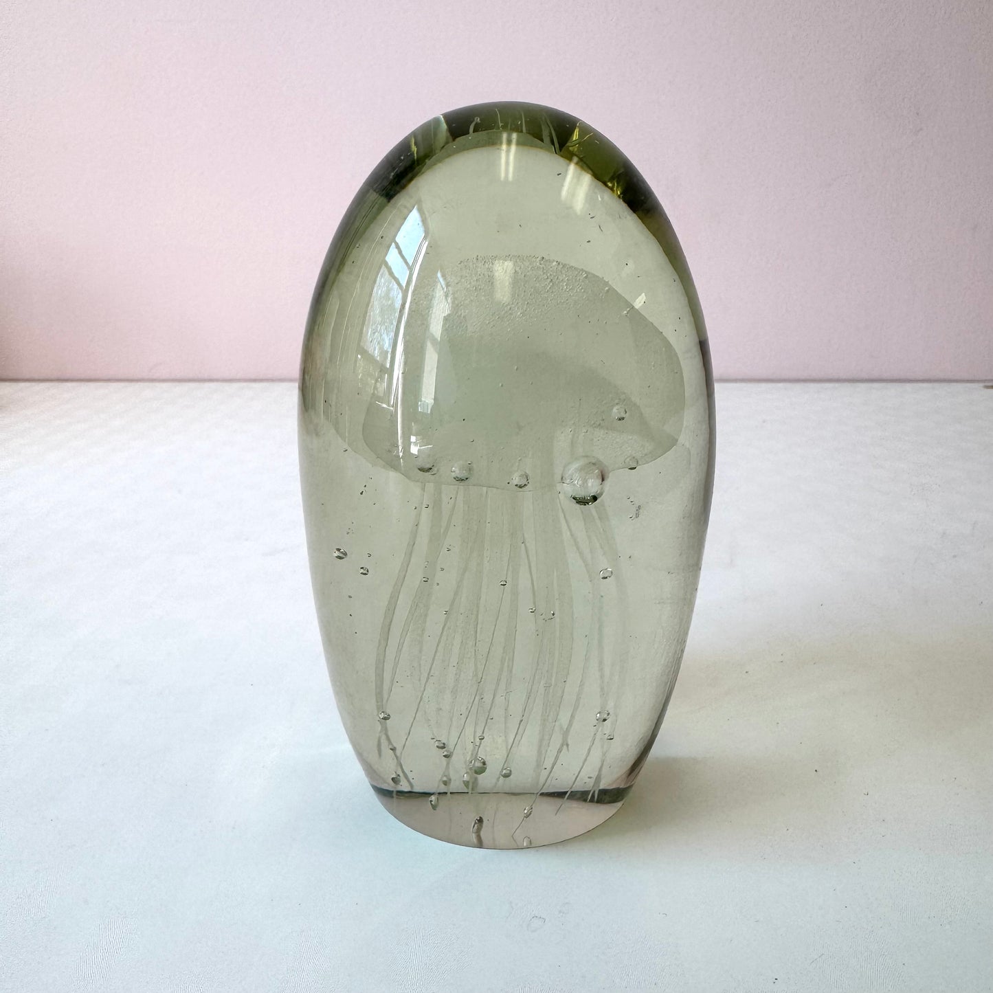 Vintage Clear Glass Jellyfish Paperweight
