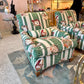 Vintage Green Stripe Shell Upholstered Armchair/item