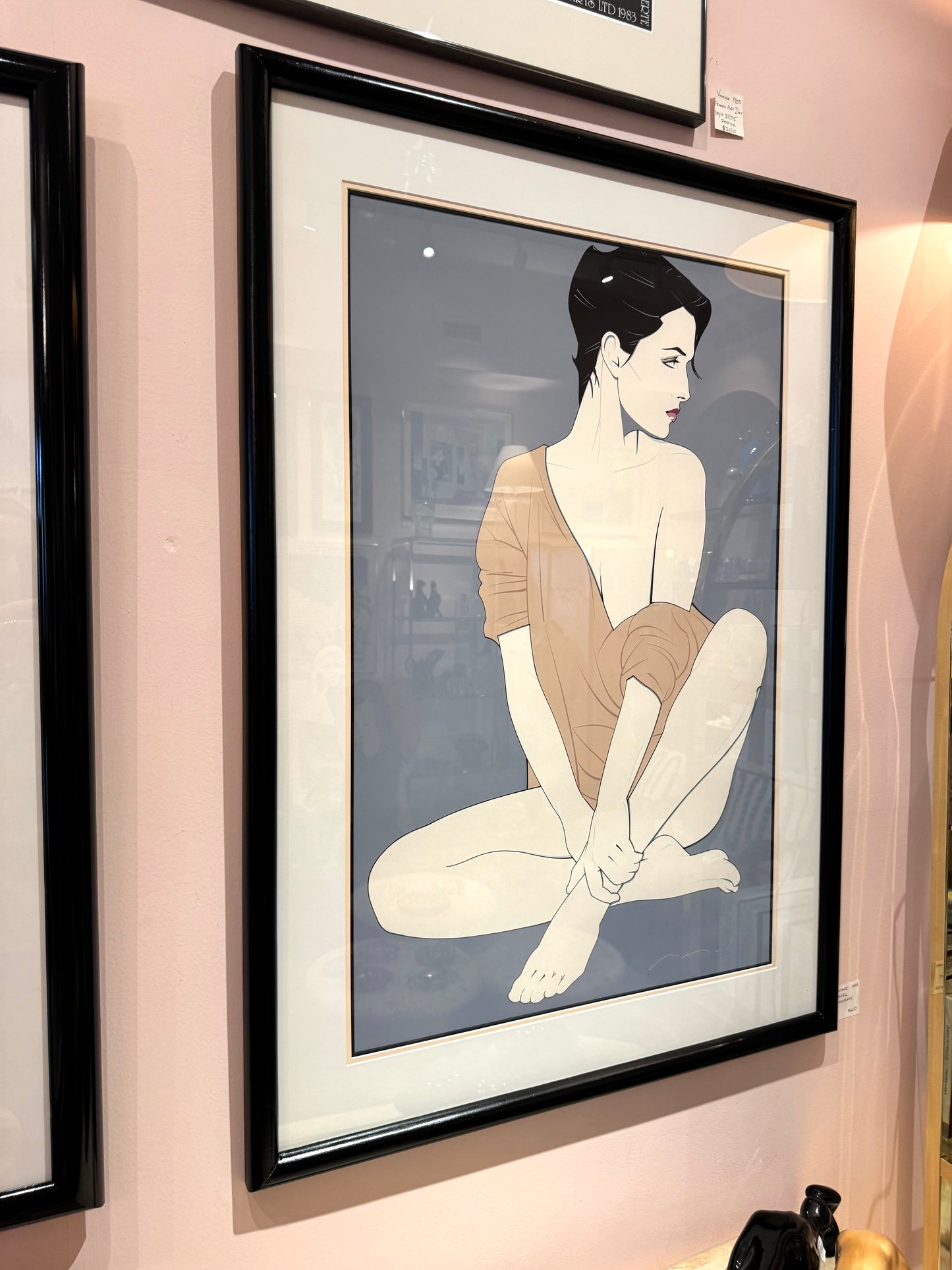 Vintage Framed Patrick Nagel Serigraph Titled "Commemorative #4"