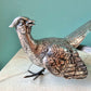 Pair of Antique Silver Plated Pheasant Bird Statues