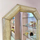 Vintage Faux Snakeskin and Brass Octagonal Bullnose Mirror