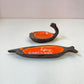Pair of Mid Century Orange Glazed Ceramic Fish Catchall Dishes