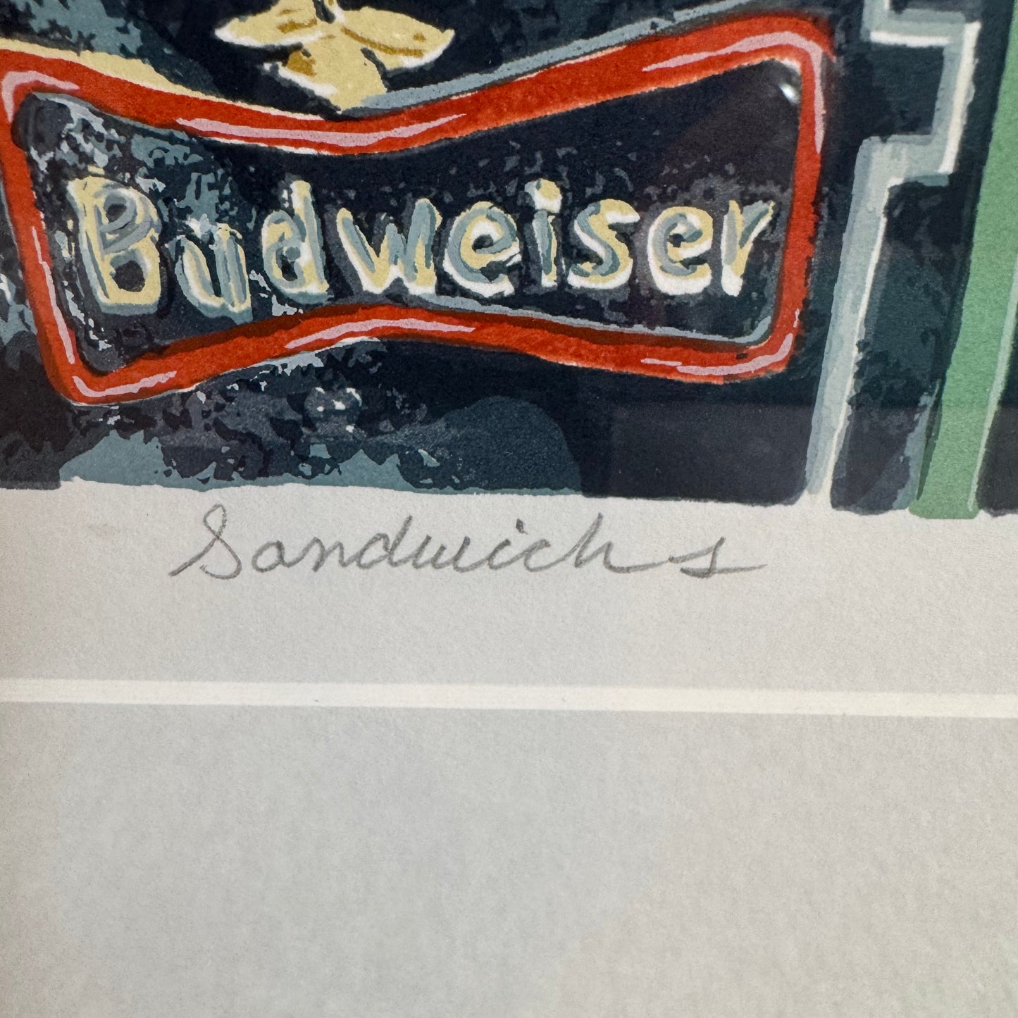 Vintage "Sandwich s" Original Signed and Numbered Screenprint by Ed Bordett