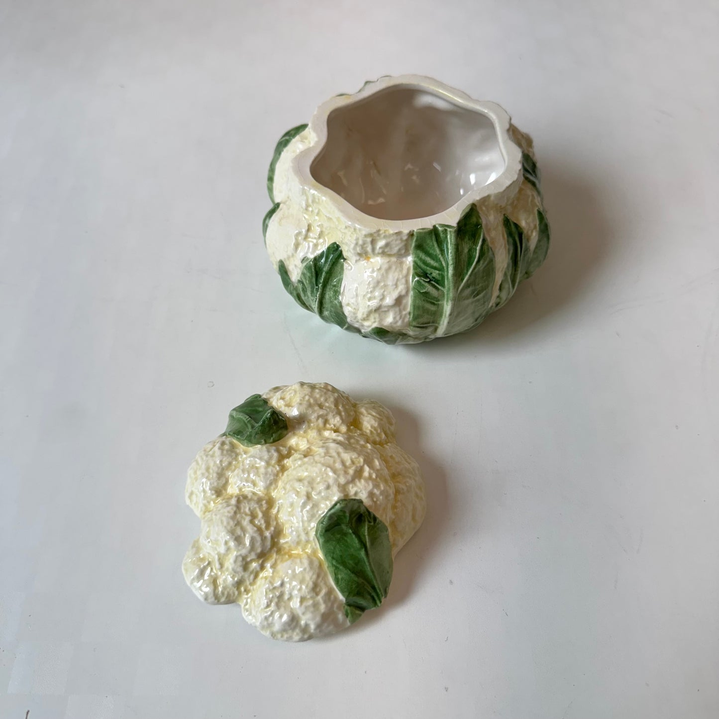 Vintage Italian Vietri Cauliflower Lidded Bowl