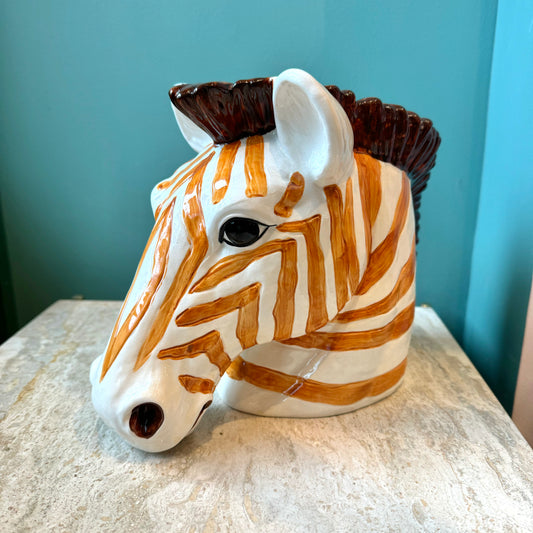 1970’s Ceramic Zebra Head Planter