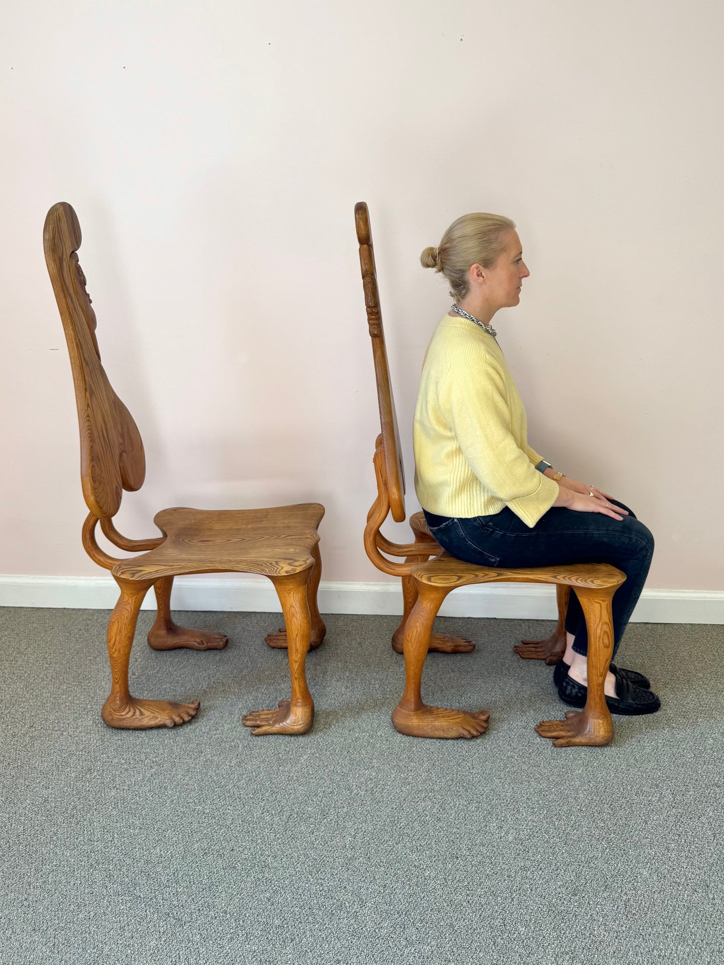 Pair of 1980 Andrew Willner Figure Chairs/Signed and Dated