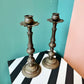Vintage Pair Ornate Brass Candle Holders