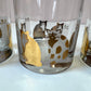Vintage Set of Four 22 Karat Gold and White Cat Rock Glasses by Georges Briard