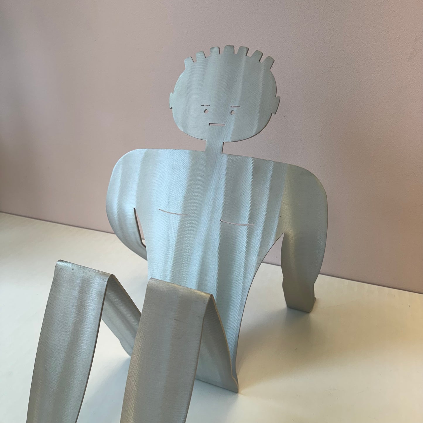 Vintage Postmodern Aluminum Man Magazine Rack by Fred Garbotz