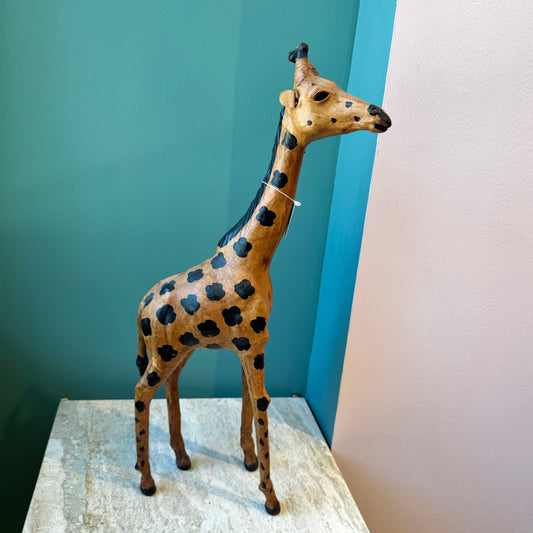 Vintage Leather Giraffe Statue