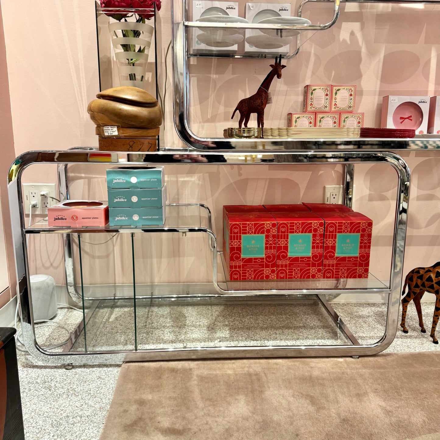 DIA Chrome and Glass Nesting Etagere