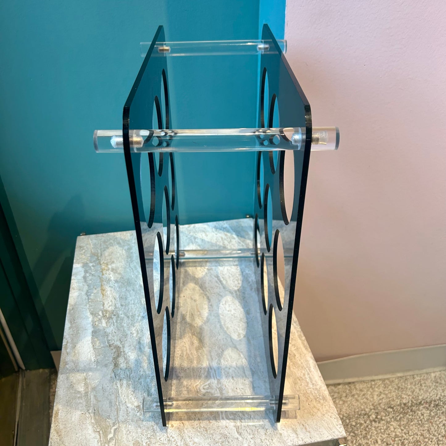 Vintage Lucite 9 Bottle Wine Rack