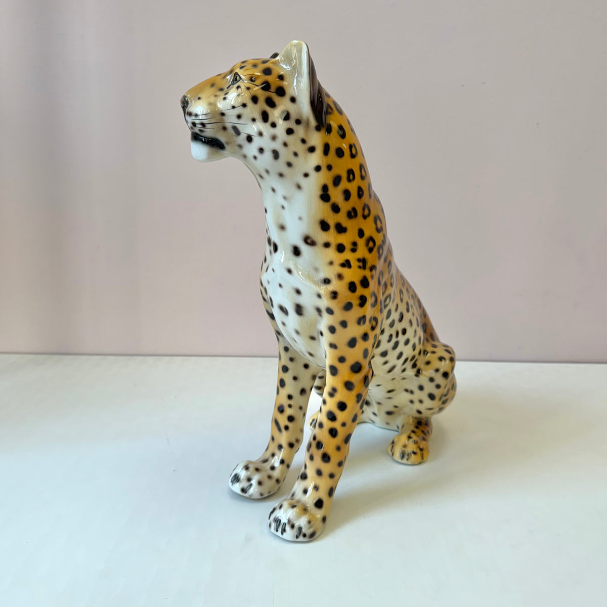 Vintage Mid-Century Italian Ceramic Leopard Statue