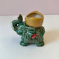 Vintage Green Glazed Ceramic Elephant Planter