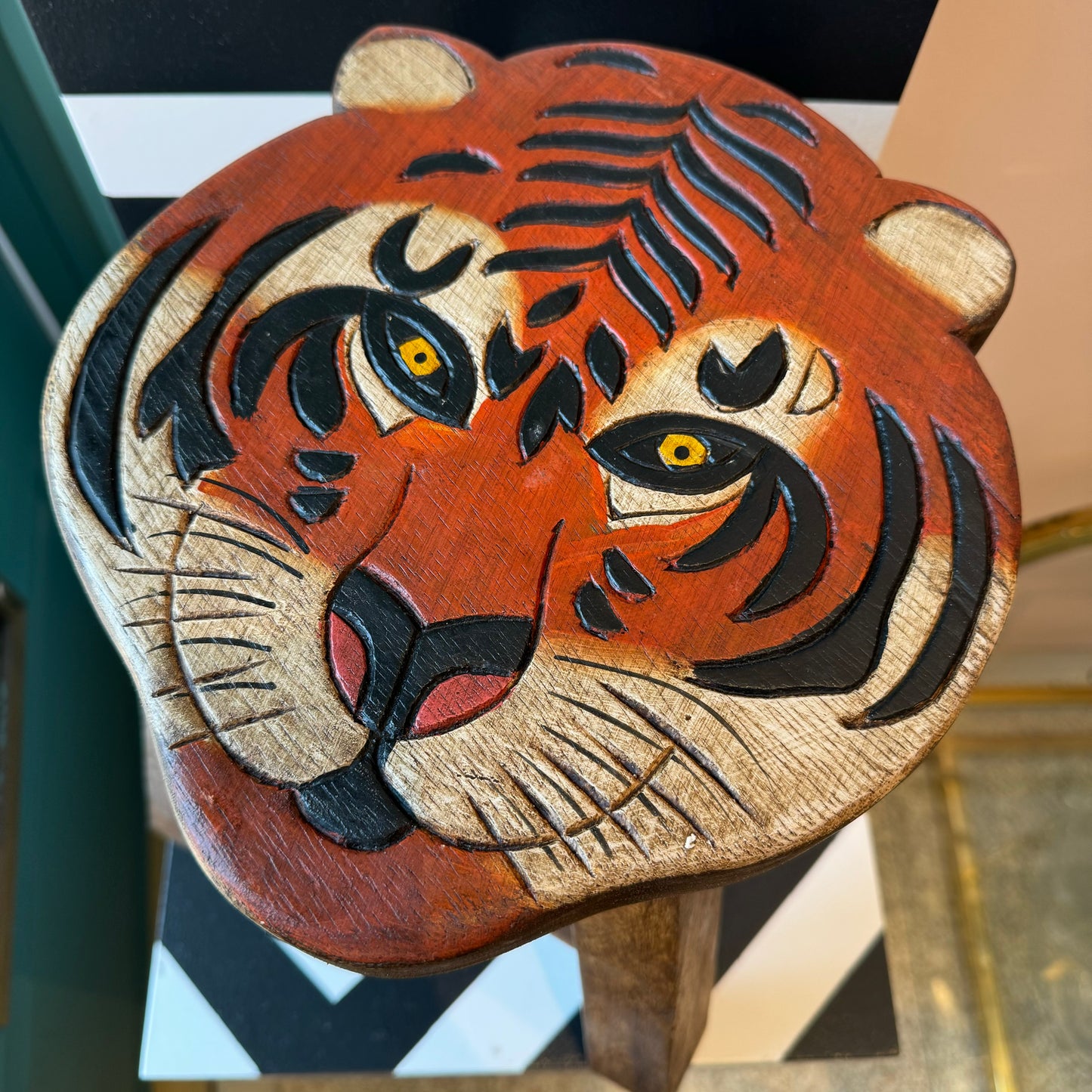 Wooden Tiger Step Stool
