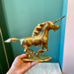 Vintage Brass Running Unicorn Figurine