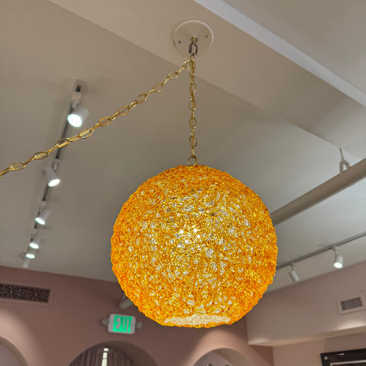 Vintage Orange Acrylic Spun Spaghetti Swag Light