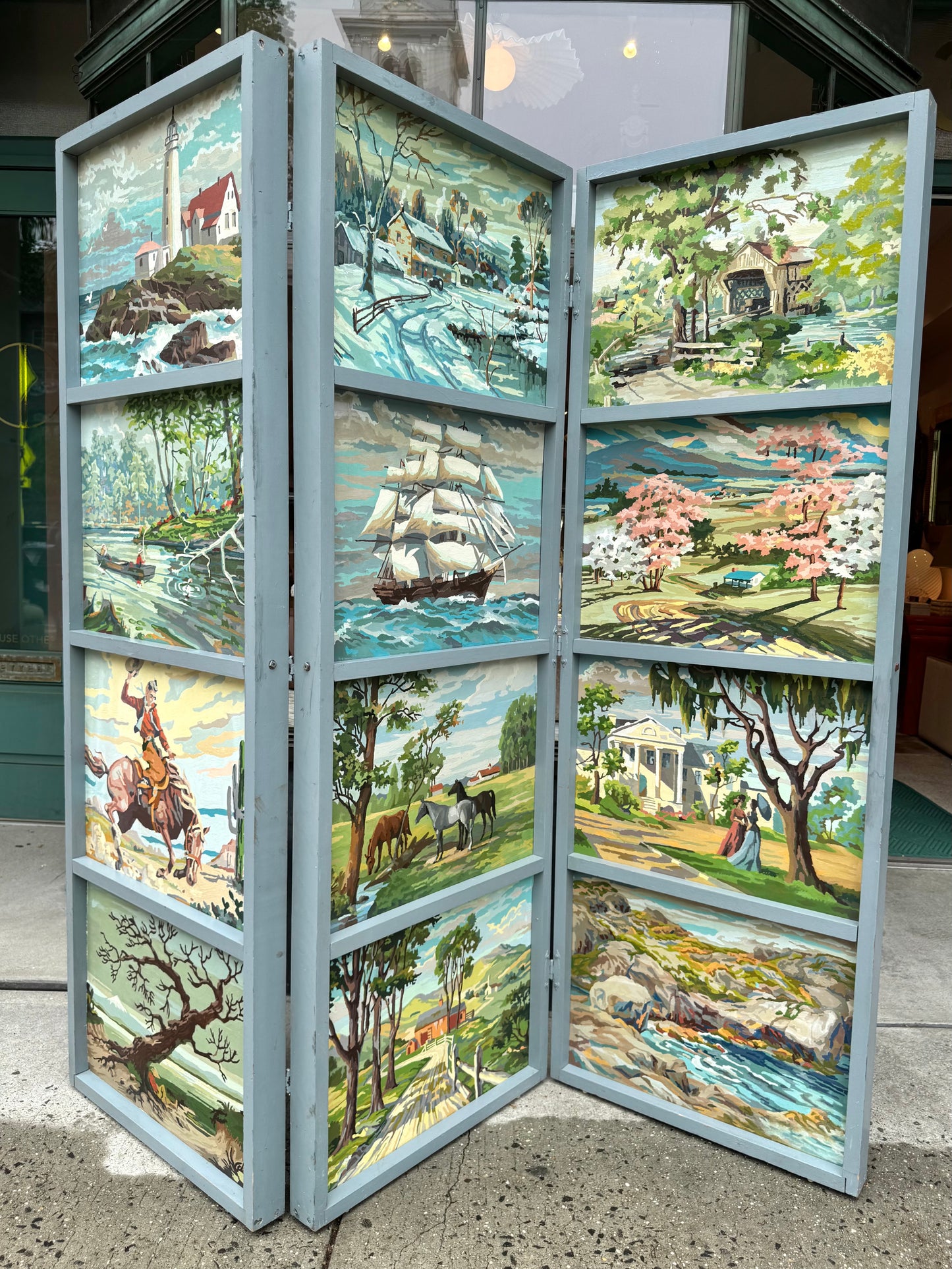 Vintage 1950's Original Paint by Numbers Screen/Room Divider