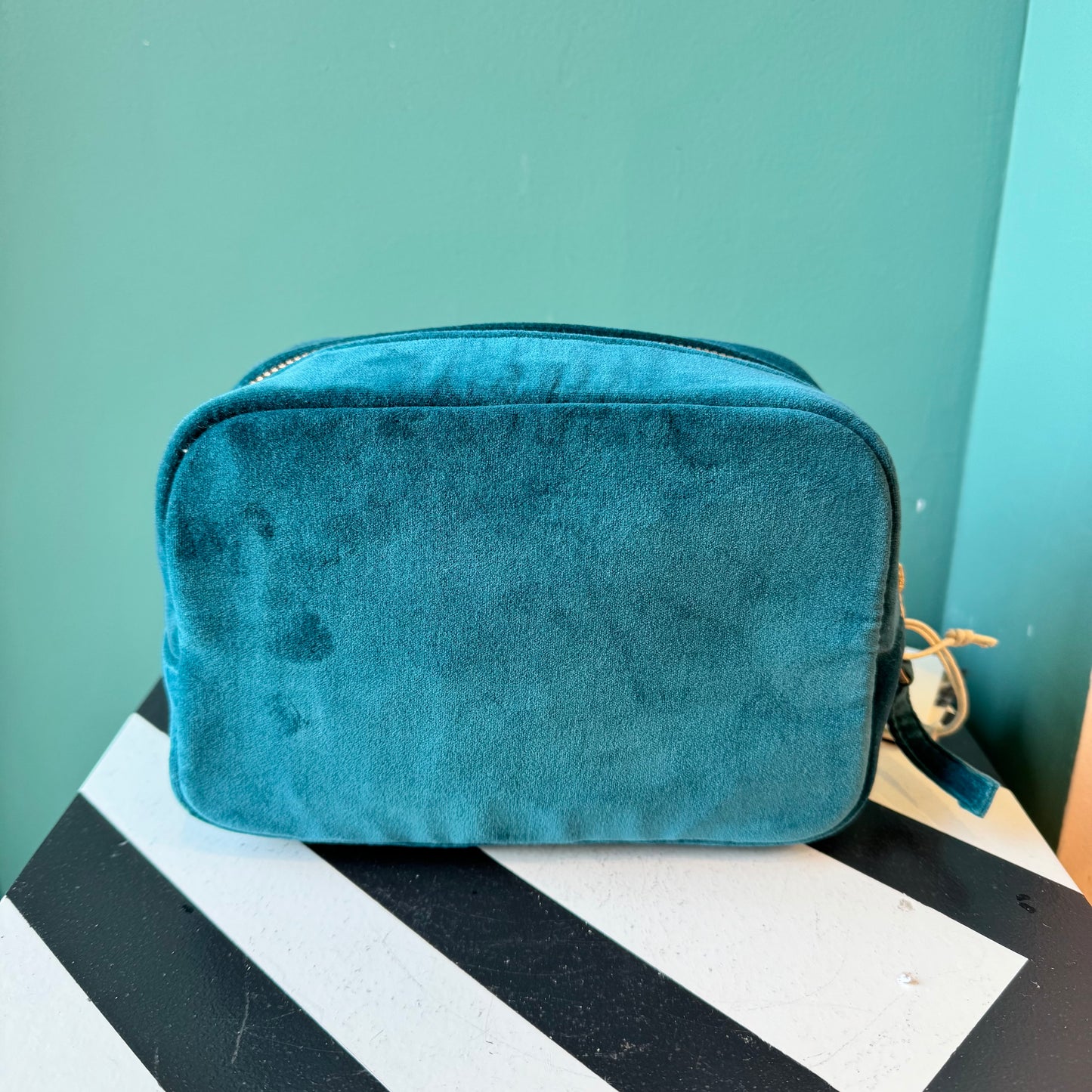 Rich Blue Wild Giraffe Palm Makeup Bag by Elizabeth Scarlett
