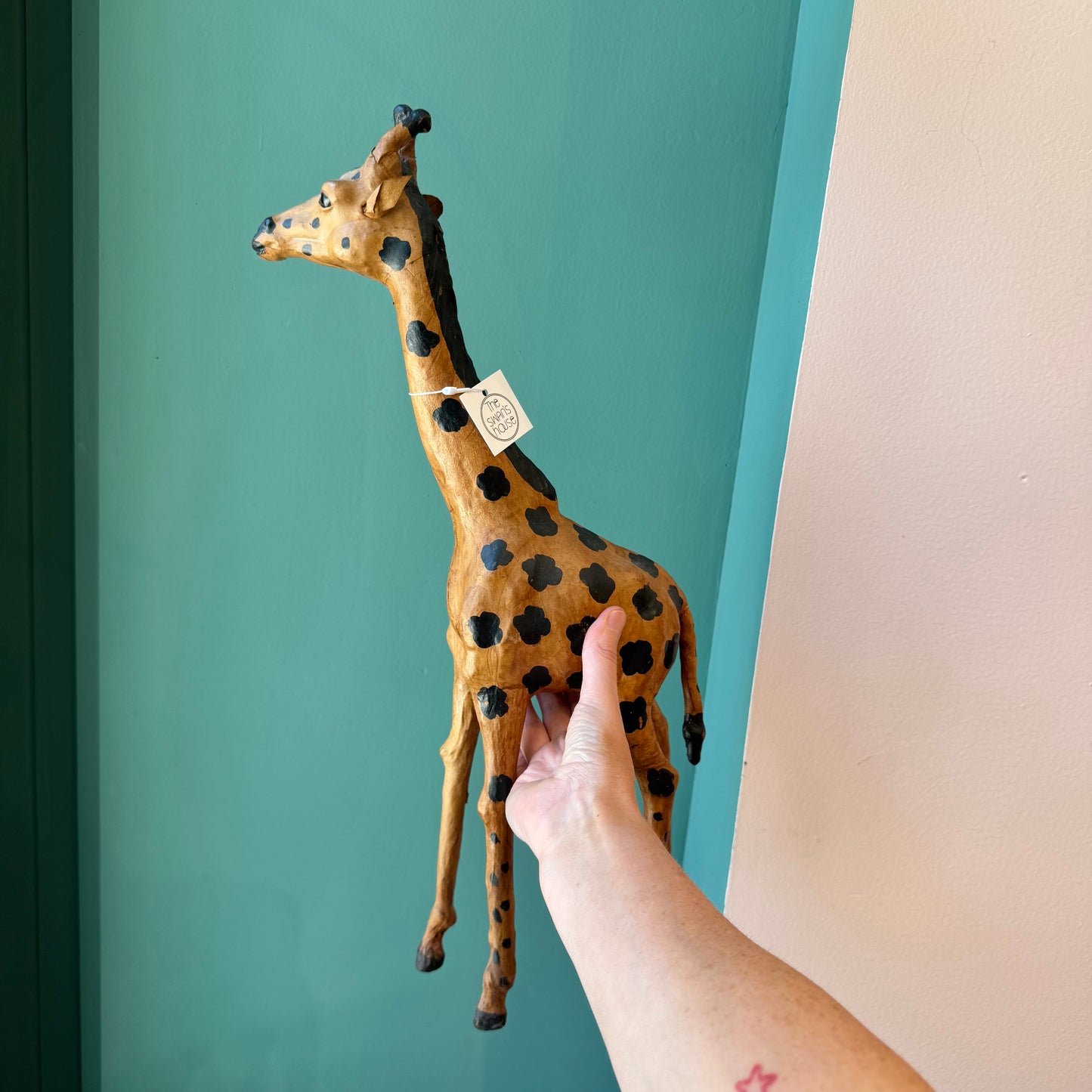 Vintage Leather Giraffe Statue