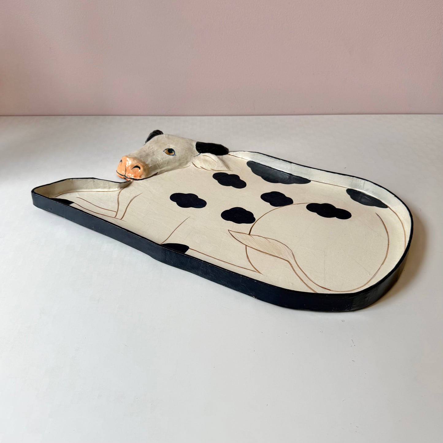 Vintage Large Paper-Maché Cow Tray