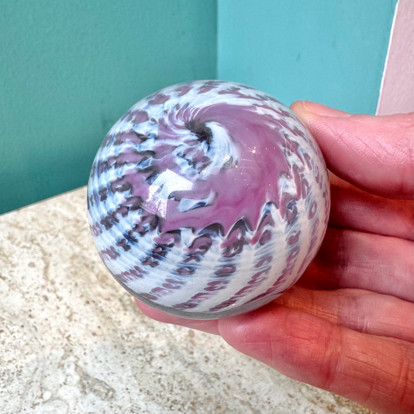 Vintage Purple Swirl Glass Paperweight