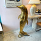 Extra Large Vintage Brass Dolphin Statue